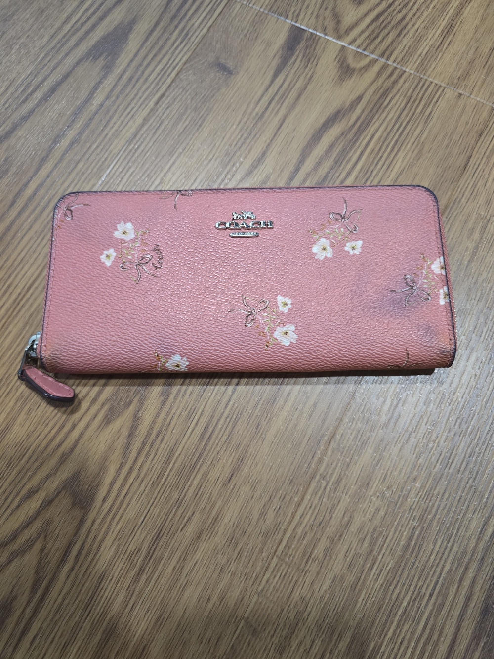 Coach Pink Floral Zip Around Wallet